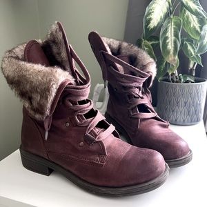7 - Brown Fur Lined Women’s Boots - Cold weather / Moto boot